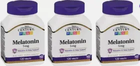 21st Century 740985270875 Melatonin 5 Mg Tablets 120 Count X 3 Packs Exp 03/26