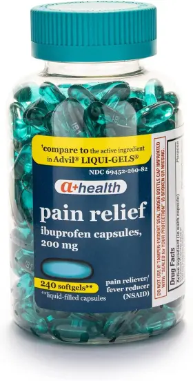 Ibu240 A Health Ibuprofen 200 Mg Softgels Pain Reliever/fever Reducer Nsaid Made In Usa