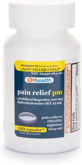 Ibupm120 A Health Ibuprofen Pm Softgels Pain Reliever/nighttime Sleep Aid Nsaid Made Inch