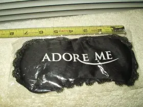 Adore Me 887927218349 Satin Sleep Mask Eye Cover Black Colored Laced Trim Sealed
