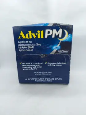 Ibuprofen-50 Advil 305730164559 Pm Pain Reliever/sleep Aid 200 Mg Packets Of 2 Exp. 10/2026