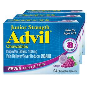 Advil 673498 Junior Strength Chewable Ibuprofen Pain Reliever And Fever Reducer