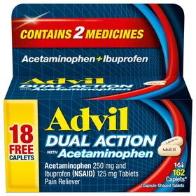 Advil F00573014793 Dual Action Coated Caplets With Acetaminophen Ibuprofen 125 Mg And