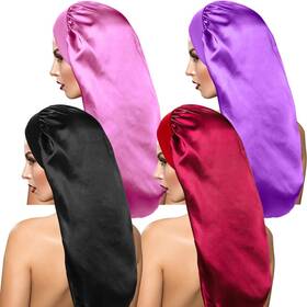 Aipesl 744110352634 4 Pieces Extra Large Satin Sleep Cap For Long Hair Dreadlock Night Bo