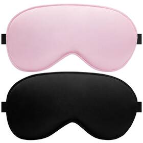 Albatross Health New England 810135282505 Sleep Mask 2 Pack Silk Adjustable Strap 100% Blackout Pink And Black