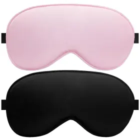 Albatross Health New England 810135282505 Sleep Mask 2 Pack Silk Adjustable Strap 100% Blackout Pink And Black