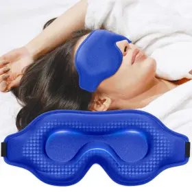 Sm-003-be Albatross Health New England 3d Contoured Weighted Sleep Mask With Adjustable Strap Blue 4.6oz