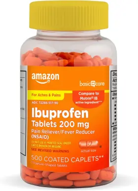 Amazon Basic Care 370030146031 Ibuprofen Tablets 200 Mg Pain 500 Count Pack Of 1