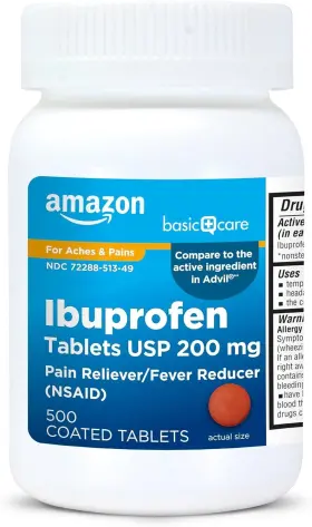 B074f297t8 Amazon Basic Care Ibuprofen Tablets 200 Mg Pain Reliever/fever 500 Count