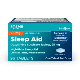 B079hxlzgy Amazon Basic Care Nighttime Sleep Aid Tablets For Adults Doxylamine Succinate 2