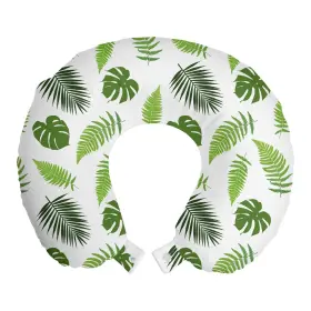 94211 Ambesonne Neck Jungle Leaves Travel Pillow Rest Botanical Ferns Leafy Layout