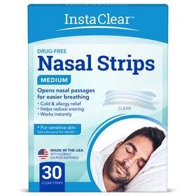 Aso Corp 188724 Instaclear Nasal Breathing Strips Clear Medium 30 Ct Congestion Relief
