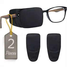 Astropic Black M 2pcs Silk Eye Patches For Adults Kids Glasses To Cover Either Medium Bl