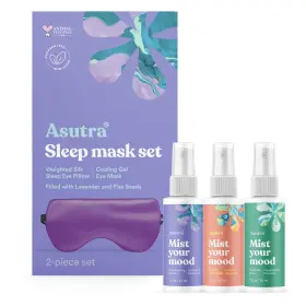 6a157eeabfab7e386e64db80 Asutra Bundle Set 1 Purple Silk Eye Pillow For Sleep Filled With Lavender Buds &