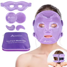 Asl-b2112-purple Atsuwell Cooling Ice Face Eye Mask Set For Dark Circles And Puffiness 6 Gel