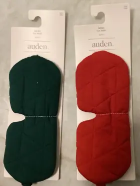 Auden 198101902627 Set Of 2 Sleep Jersey Eye Mask Quilted Green And Red