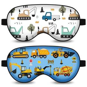 Audfa Afa069 2pcs Construction Vehicle Sleep Masks Adjustable Blackout Eye Cover For Kids