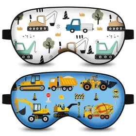 Afa069 Audfa 2pcs Construction Vehicle Sleep Masks Adjustable Blackout Eye Cover For Kids