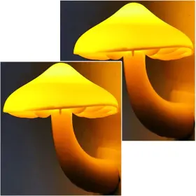 Ae7117-2yellow Ausaye 2pack Mushroom Night Light Plug In Lamp Led Lights For 2 Pack Yellow