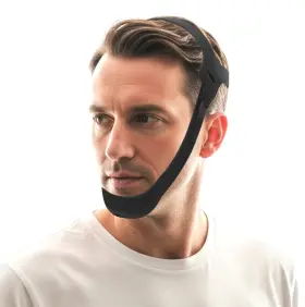 Auxhil 198715606904 Chin Strap For Sleeping Cpap Anti Snoring Adjustible Black