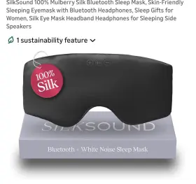 Back Bay 313054818874 Silksound 100% Mulberry Silk Bluetooth Sleep Mask Skin-friendly Sleeping Eyemas