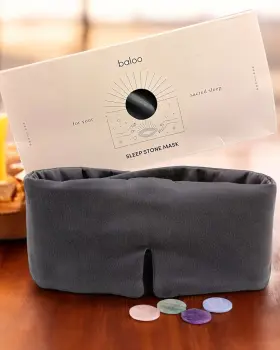 Ssm-2022-v3 Baloo Silk Sleep Mask With Rose Quartz Stone In Grey