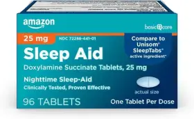 80440 Basic Care Sleep Aid Doxylamine Succinate Tablets 25mg 96 Count