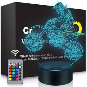 Bassi Bs2021331a Dirt Bike Gift 3d Night Light 16 Colors Changes Remote 2.2 Inches Motor