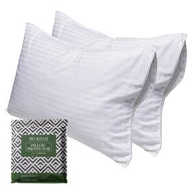 Beckham Hotel Collection 850038158323 Queen Size White Pillow Protector With Zipper Set Of