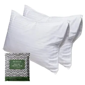 Beckham Hotel Collection 850038158323 Queen Size White Pillow Protector With Zipper Set Of