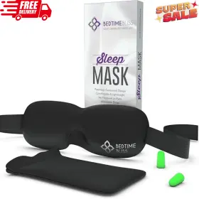 Bedtime Bliss 820103223423 Sleep Mask Eye For Sleeping Men/women Better Than Silk Our Luxury Black