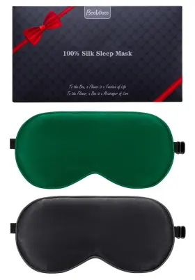 Beevines 976311760152 Sleep Mask 2 Pack 100% Real Natural Pure Silk Eye Masks With Adjustable Stra