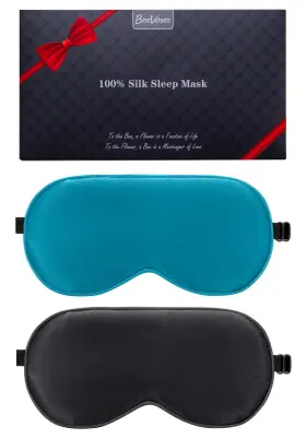 Beevines 976311760169 Sleep Mask 2 Pack 100% Real Natural Silk Eye Masks With Adjustable S