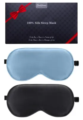 Beevines 976311760183 Mulberry Silk Sleep Mask 2 Pack Adjustable Light Blocking
