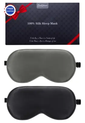 Bvs-silkmask-2 Beevines Silk Sleep Mask 2 Pack Adjustable Real Mulberry Pure Masks Strap Block