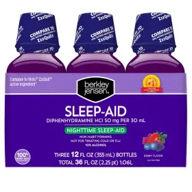 Berkley Jensen 888670092149 Jensens Night Time Sleep Aid Liquid 3 Pk