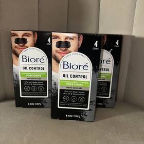 Biore Uv 019100263796 Oil Control Charcoal Deep Cleansing Pore Strips For Men 4 Pack Of 3