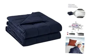 Blinblin 755356929788 Cooling Weighted Blanket Heavy Calm And 60 In X 80 12 Lb Navy Blue