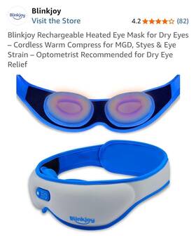 Blinkjoy Koh1750470049 Rechargeable Heated Eye Mask Single Sleep White Blue