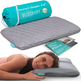 Blissbury 444646387140 Stomach Sleeping Pillow - Thin Memory Foam For Sleep