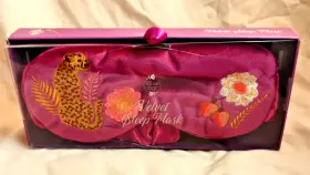 Blue Ivy 190518050045 Velvet Sleep Mask Purple Embroidered Cheetah Floral Lavender- In Box
