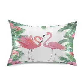 Blueangle 035333970585 Tropical Palm Tree Flamingo Satin Pillowcase For Hair And Skin Silk Pillowcas