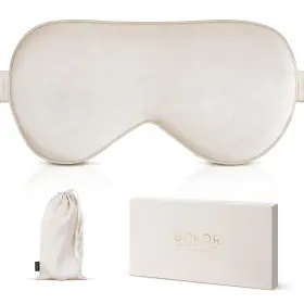 Bokor 751501419050 Adjustable Mulberry Silk Sleep Eye Mask Light Blocking With Travel Bag Champagne