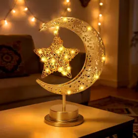 8sn8we7my0ca5wl0d01 Bomkra Half Moon Light Metal Ramadan Star Decorative Lamp - 10 X 18 27 Cm Gold
