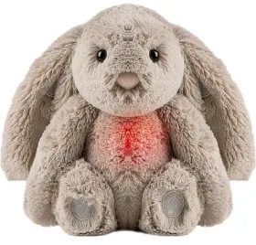 At100 Brand Gemma Joy Bedtime Buddy Bunny Baby Soother Cry Activated Sensor Plush Gray Grey