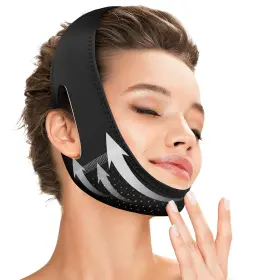 Brand Juskaa 727636795079 Reusable V Line Lifting Mask With Chin Strap For Sleeping Double M Black