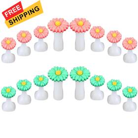 Brand Qianyu 639811 16 Pcs Silicone Daisy Toe Separators For Women Men Straightening Green Red
