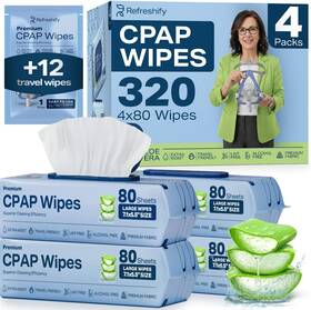 Branded 744759348913 Cpap Mask Wipes 320 Count 8 Travel - Premium Large And Mosit Cleaning