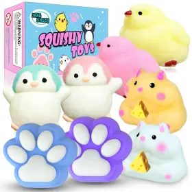 Tbp04 Branded 8 Pcs Taba Squishies Pack Includes Penguins Chicks Cats And Panda Toys New