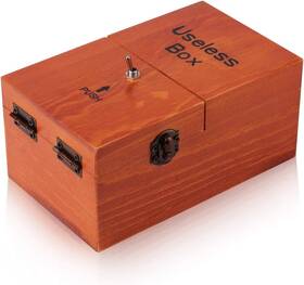 Branded01 445022237219 Useless Box Leave Me Alone Machine Fully Assembled In Real Wood Brown